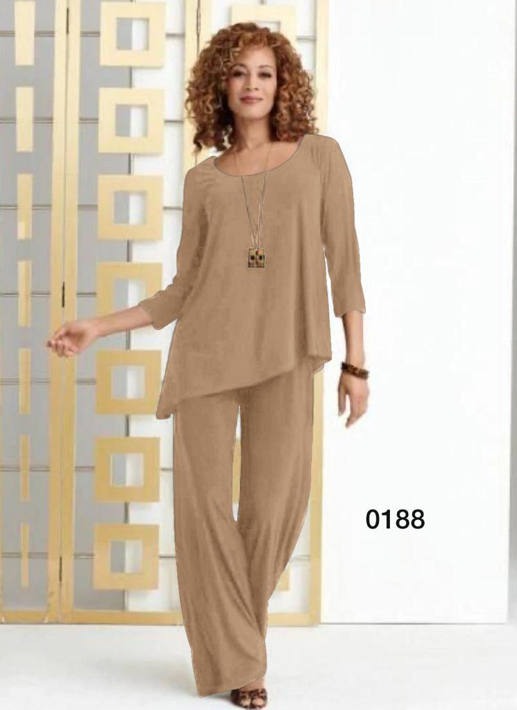 Komplet bluzka i spodnie ALMA F18/4 – wyrafinowany look do biura i na wolny czas, rozmiary od 38 do 60