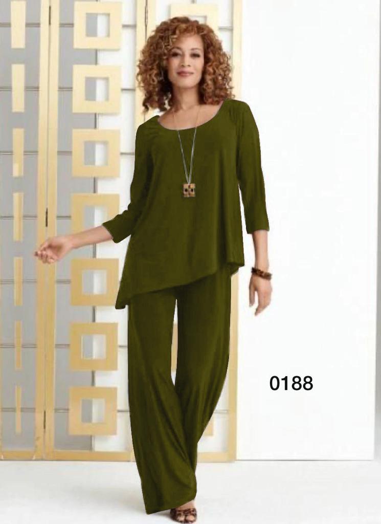 Komplet bluzka i spodnie ALMA F18/4 – wyrafinowany look do biura i na wolny czas, rozmiary od 38 do 60