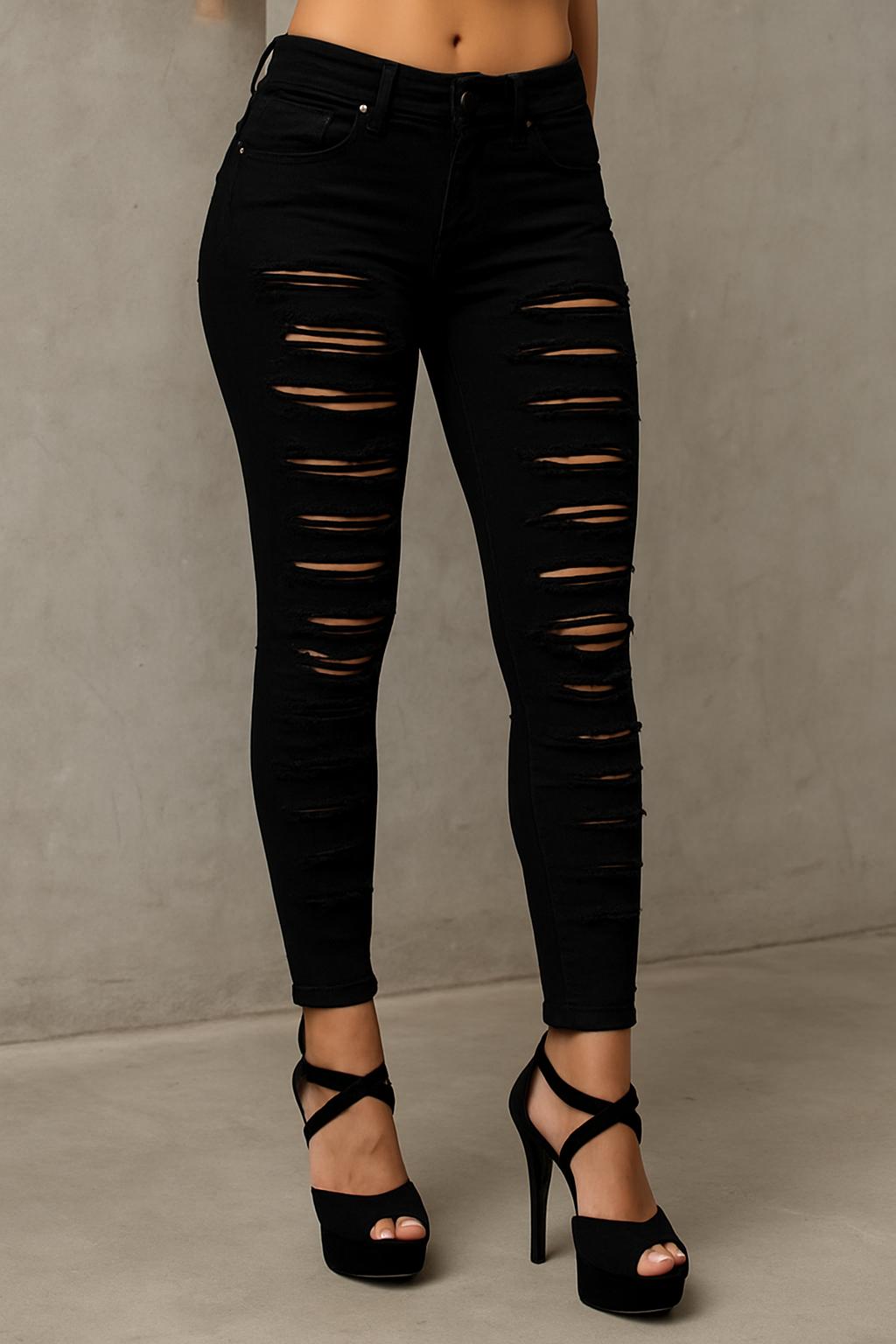 Spodnie skinny z przetarciami, Made in Italy