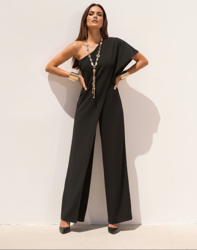 Kombinezon damski na jedno ramię F21/2 – elegancki asymetryczny, Made in Italy | Rozmiary 38–60