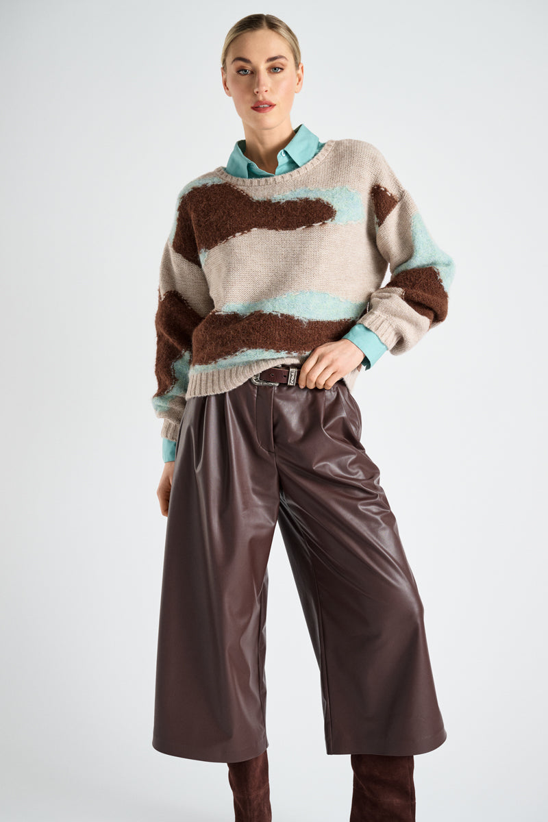 Szerokie culottes z ekoskóry