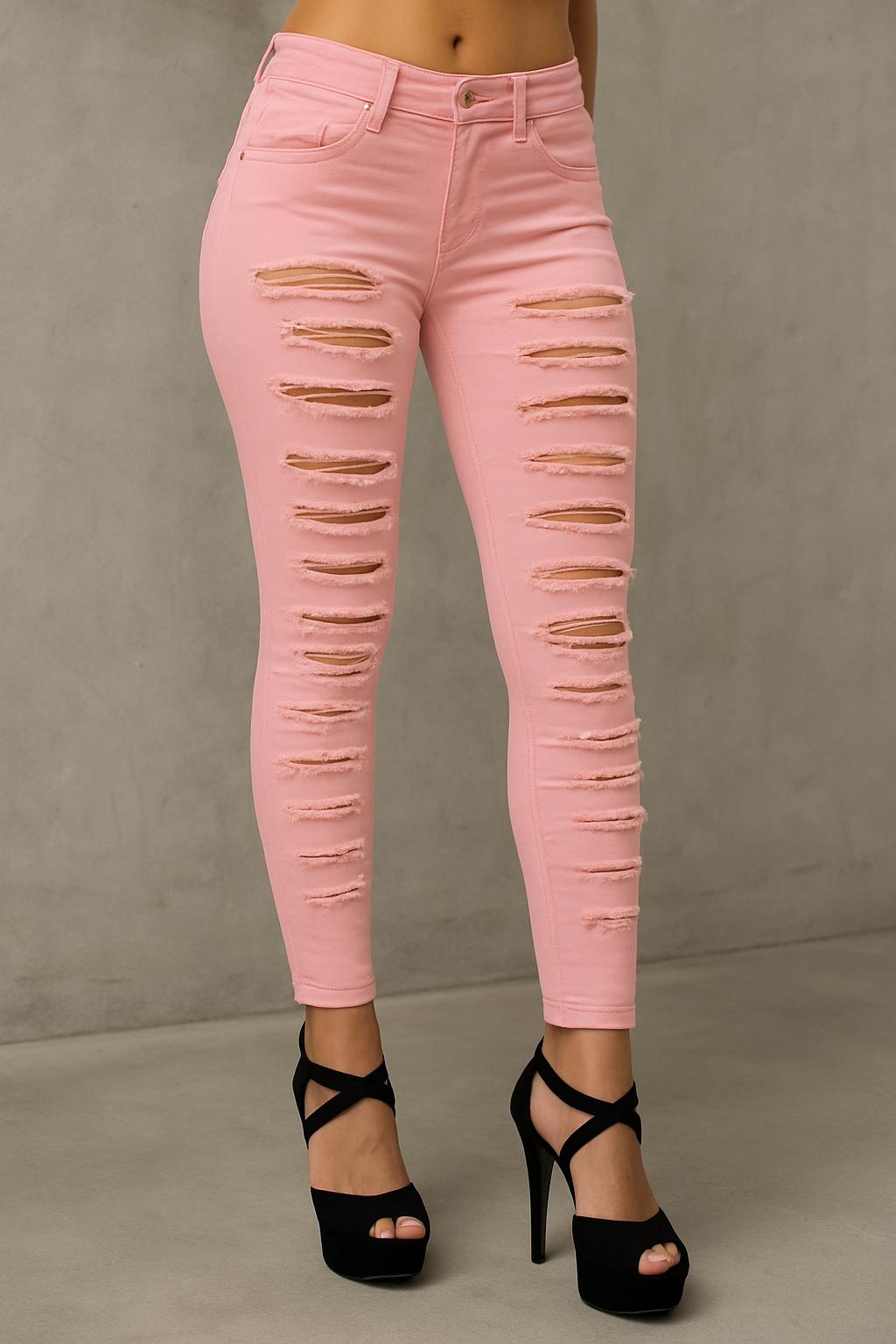 Spodnie skinny z przetarciami, Made in Italy