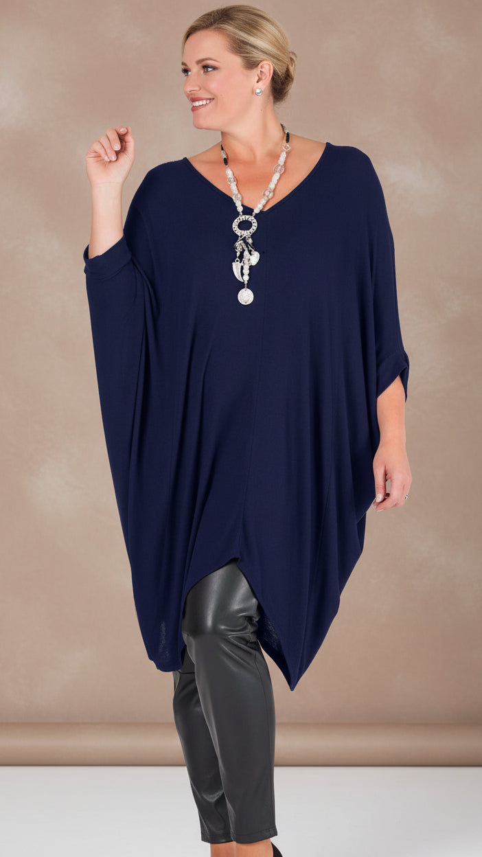 Bluzka Comfort F17/7 oversize, elegancka, poliester z elastanem, Made in Italy, rozmiary 38–60