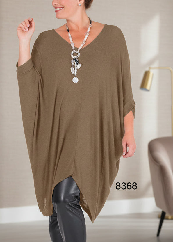 Bluzka Comfort F17/7 oversize, elegancka, poliester z elastanem, Made in Italy, rozmiary 38–60