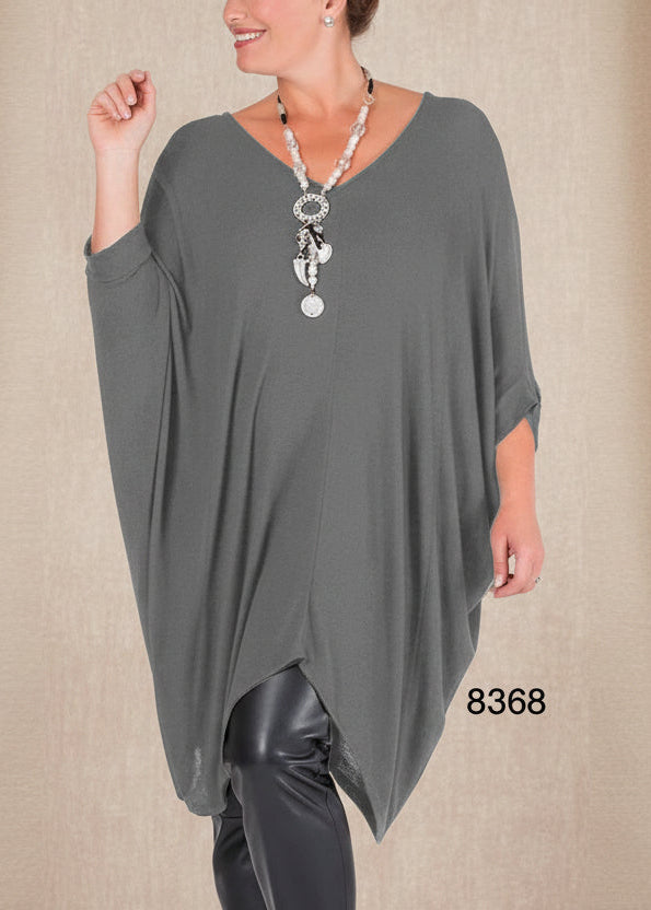 Bluzka Comfort F17/7 oversize, elegancka, poliester z elastanem, Made in Italy, rozmiary 38–60