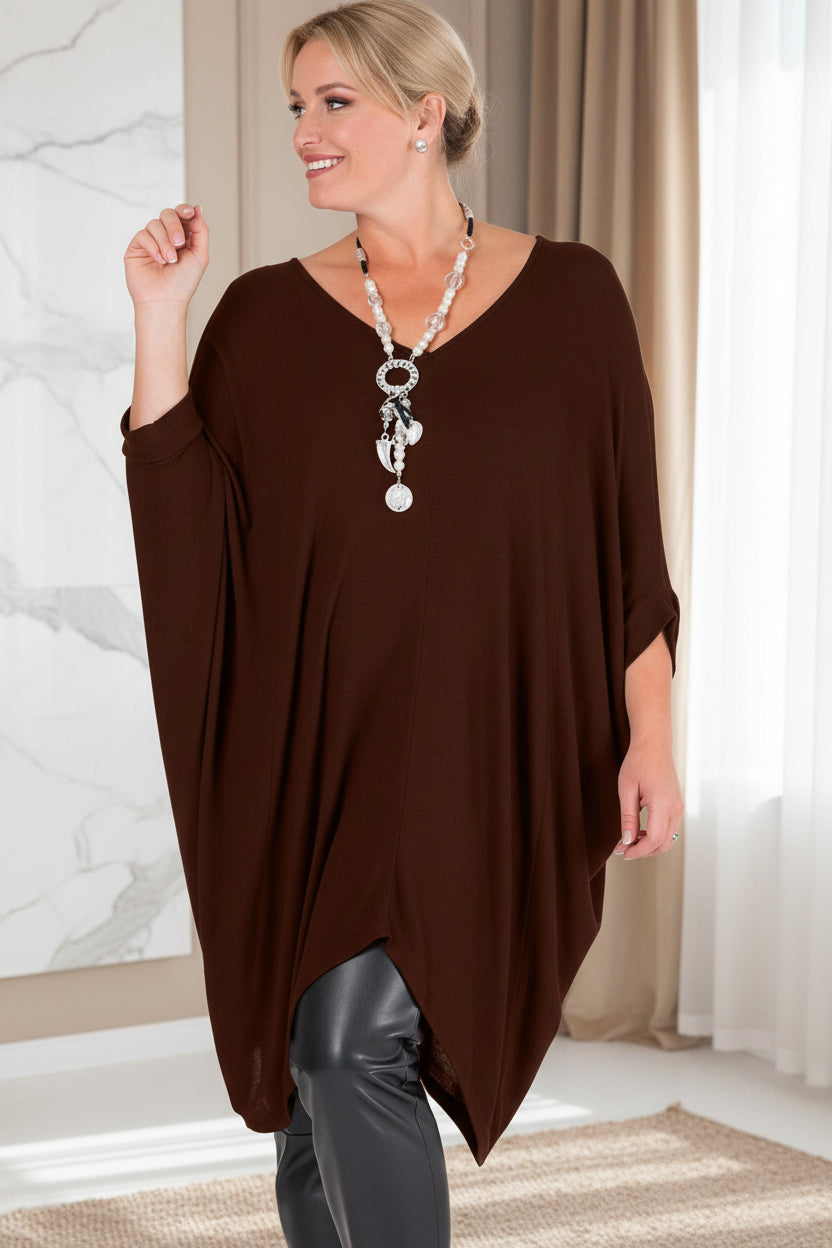 Bluzka Comfort F17/7 oversize, elegancka, poliester z elastanem, Made in Italy, rozmiary 38–60