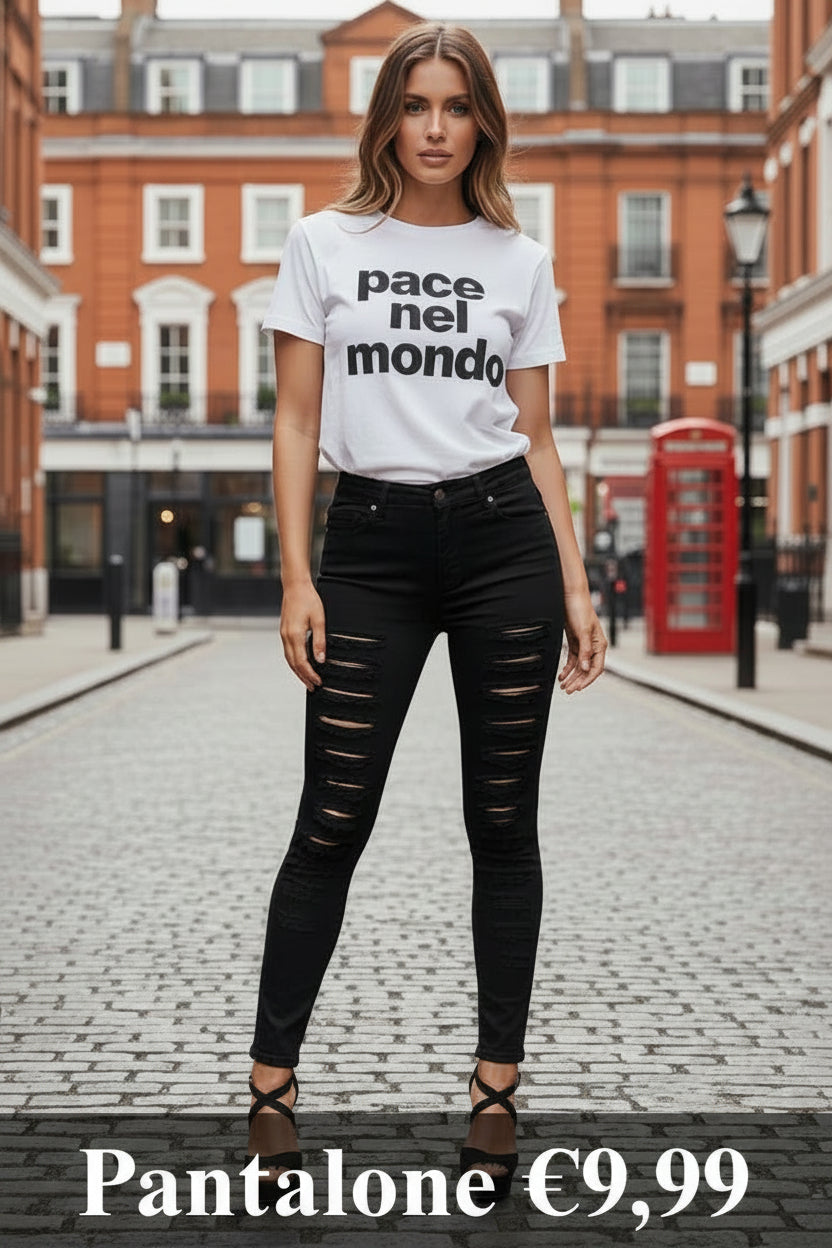 Spodnie skinny z przetarciami, Made in Italy