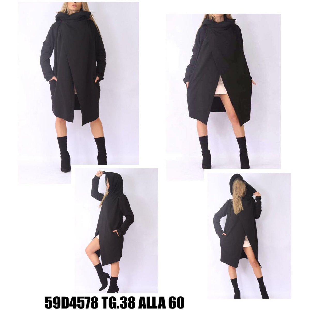 Płaszcz Lillia F12/14 z elastycznej bawełny, Made in Italy, ciepły i wyrafinowany, rozmiary od 38 do 60