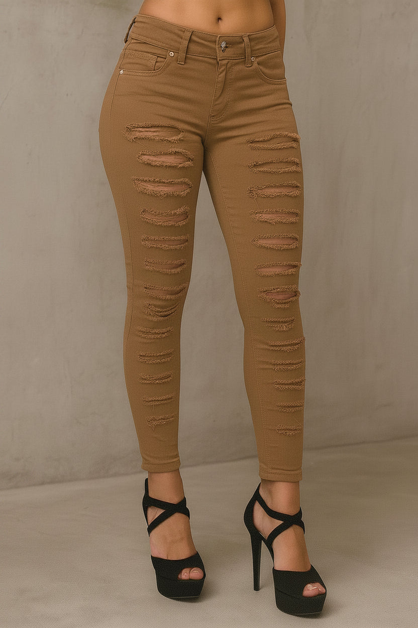 Spodnie skinny z przetarciami, Made in Italy