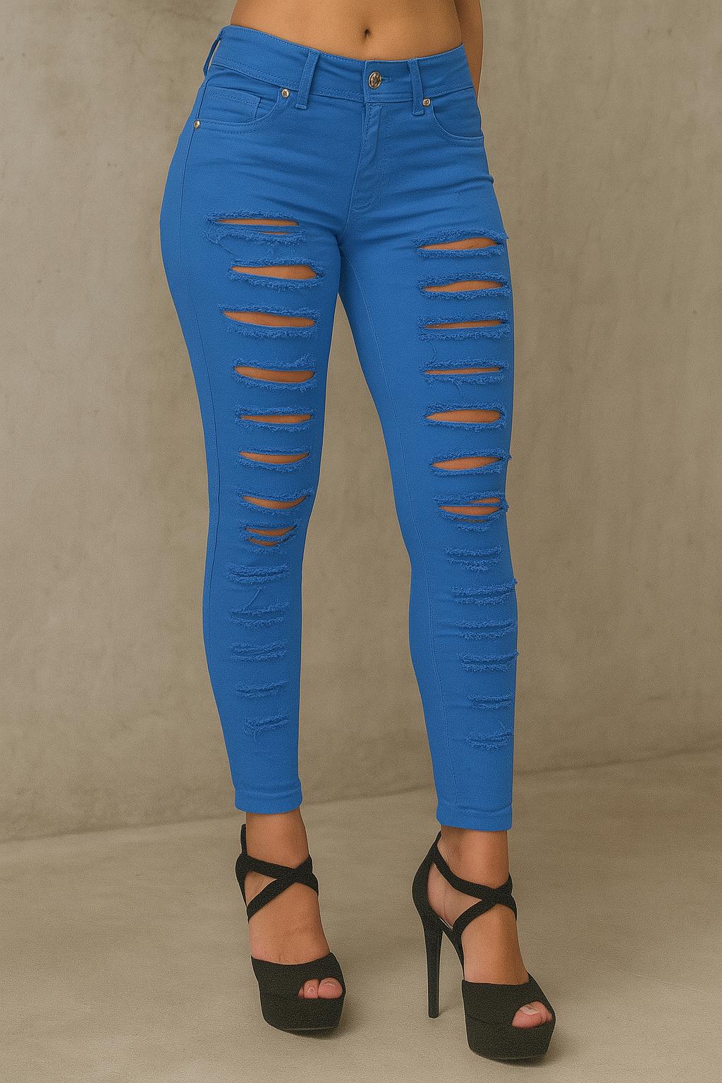 Spodnie skinny z przetarciami, Made in Italy