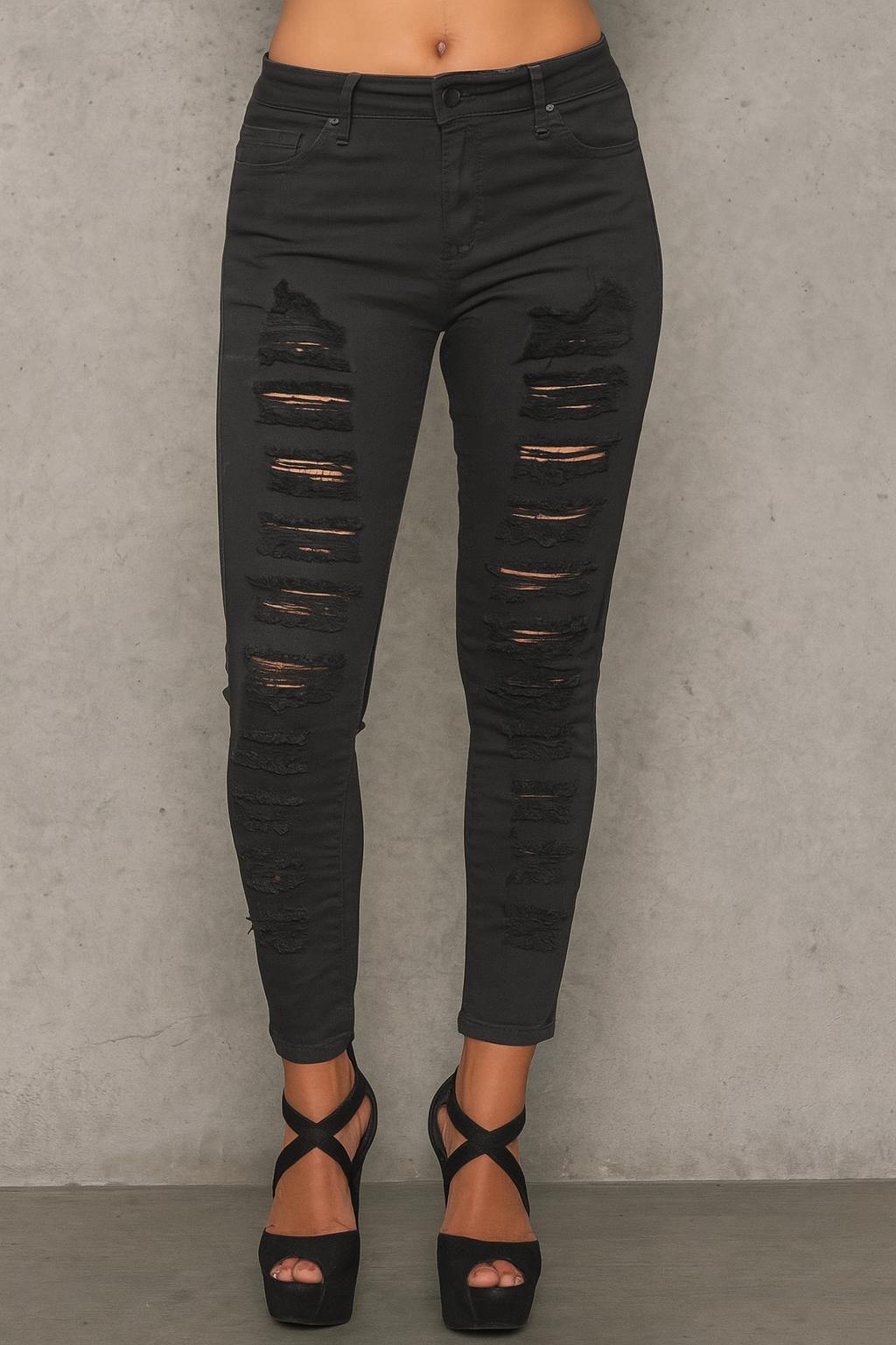 Spodnie skinny z przetarciami, Made in Italy