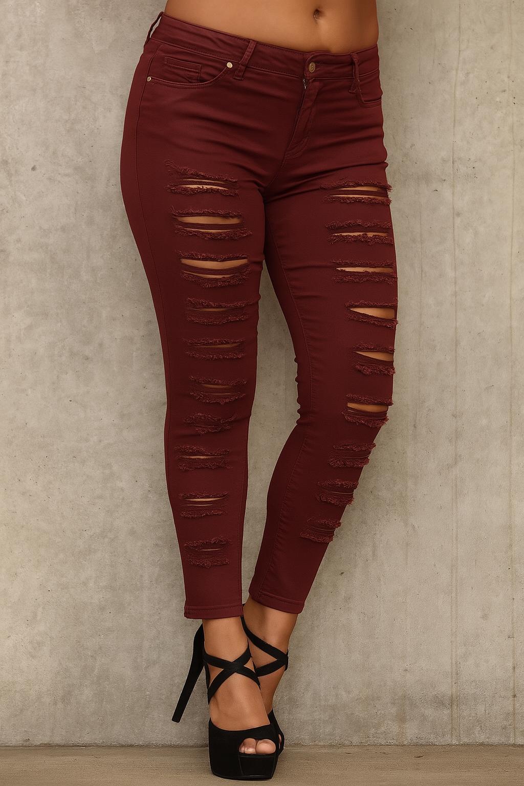 Spodnie skinny z przetarciami, Made in Italy