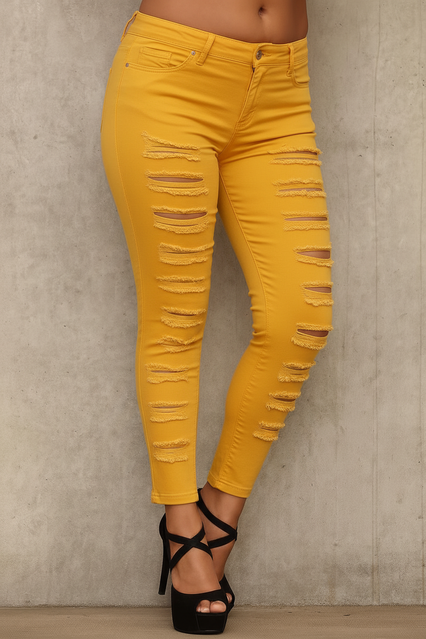 Spodnie skinny z przetarciami, Made in Italy