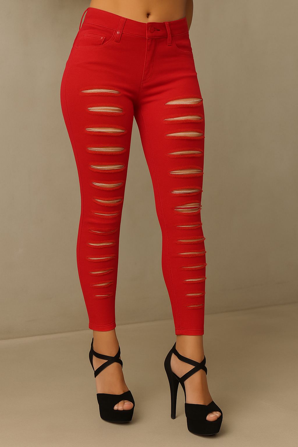 Spodnie skinny z przetarciami, Made in Italy