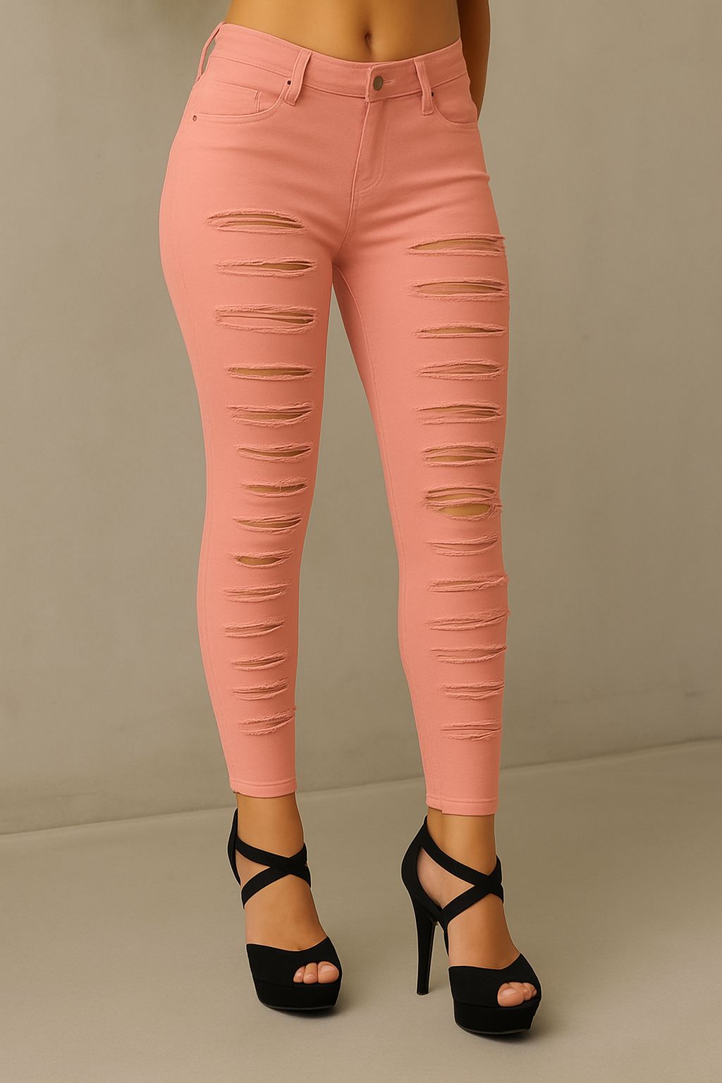 Spodnie skinny z przetarciami, Made in Italy