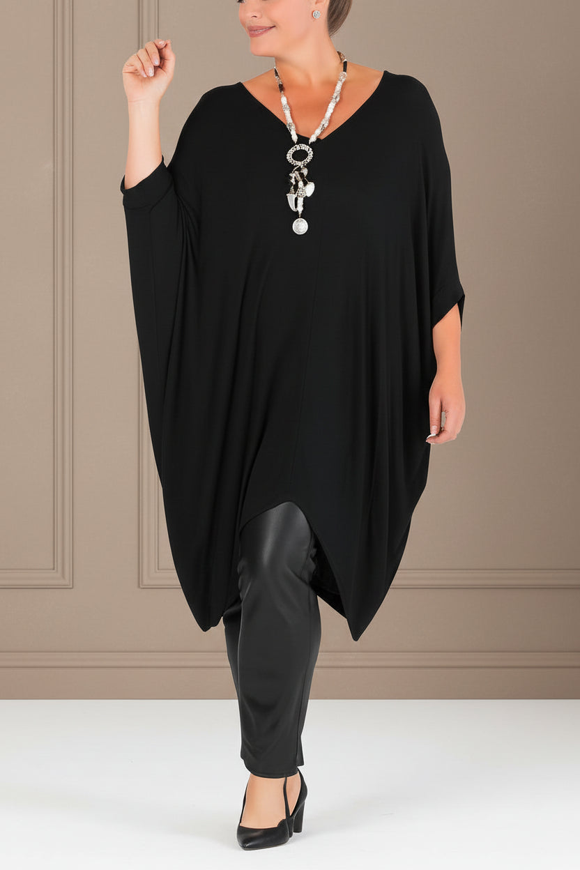 Bluzka Comfort F17/7 oversize, elegancka, poliester z elastanem, Made in Italy, rozmiary 38–60